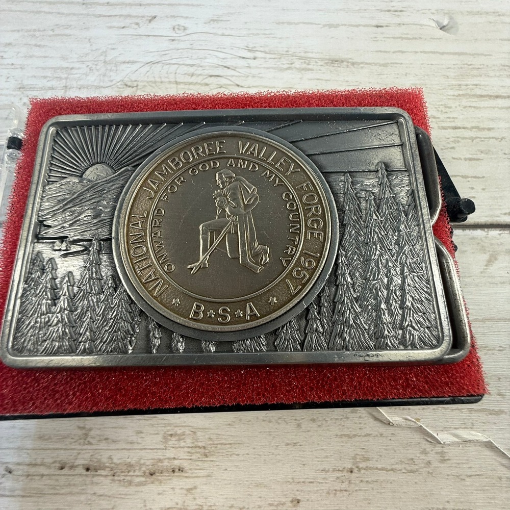 BSA 1957 National Jamboree Valley Forge Belt Buckle Vintage Boy Scouts 7934D